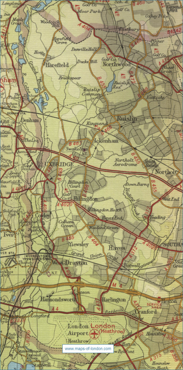 Old map of the London borough of Hillingdon