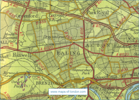 Old map of the London borough of Ealing