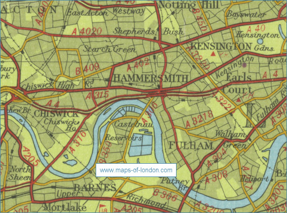 Old map of the London borough of Hammersmith and Fulham