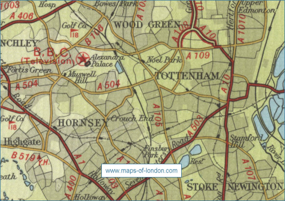 Old map of the London borough of Haringey