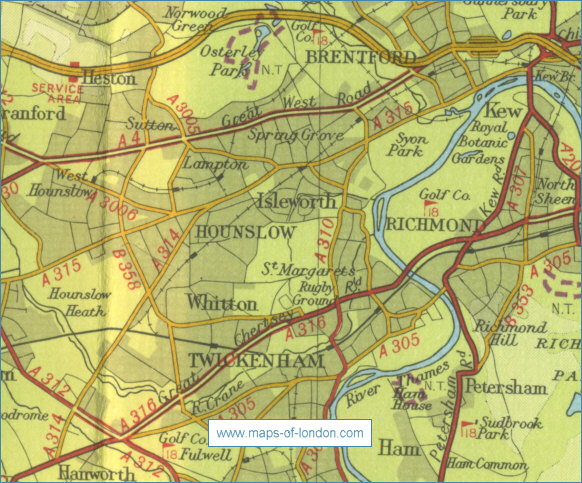 Old map of the London borough of Hounslow