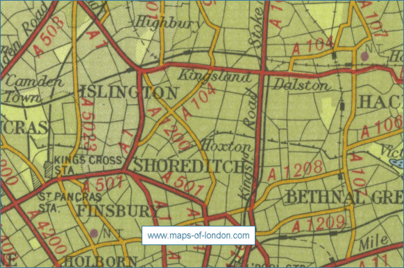 Old map of the London borough of Islington