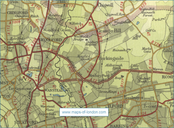 Old map of the London borough of Redbridge
