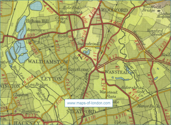 Old map of the London borough of Waltham Forest