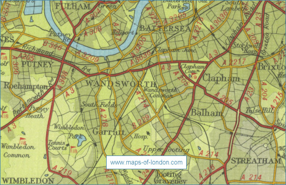 Old map of the London borough of Wandsworth